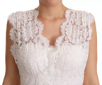 Dolce & Gabbana White Flower Lace Corsage Long Maxi Dress
