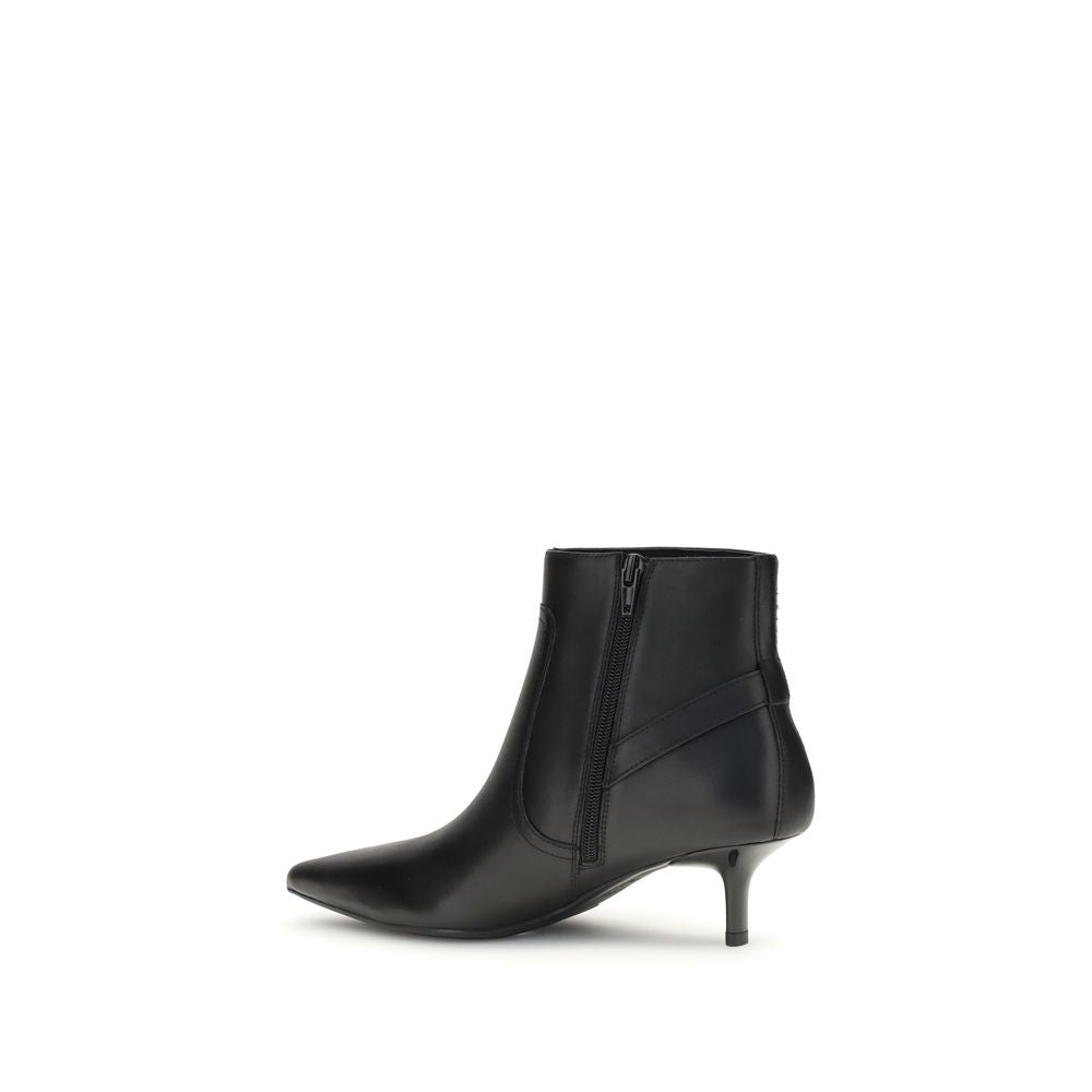 PINKO Black Calf Leather Bos Taurus Ankle Boots