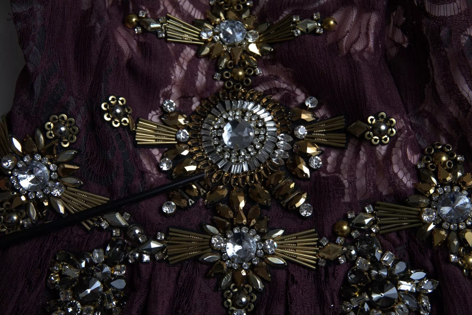 Dolce & Gabbana Purple Viscose Crystal A-Line Gown Dress