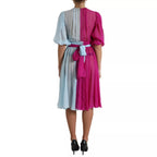 Dolce & Gabbana Light Blue Silk Two Tone Midi Dress