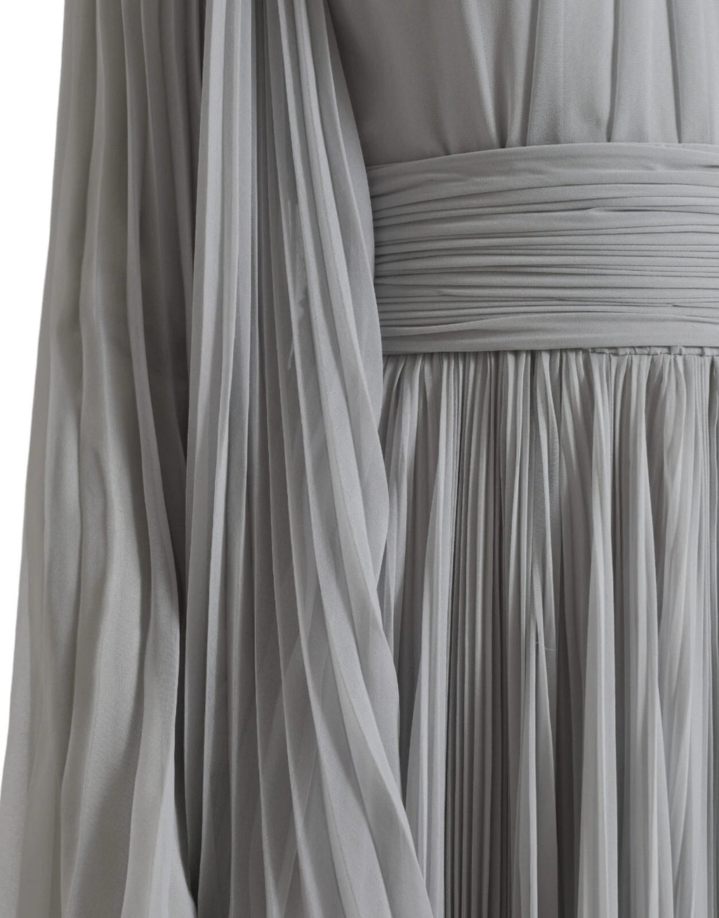 Dolce & Gabbana Light Grey Polyester Pleated Long Maxi Dress