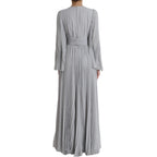 Dolce & Gabbana Light Grey Polyester Pleated Long Maxi Dress