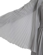 Dolce & Gabbana Light Grey Polyester Pleated Long Maxi Dress