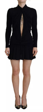 Dsquared² Black Viscose Long Sleeves Cut Out Mini Dress