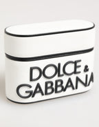 Dolce & Gabbana White Black Rubber Logo Embossed Accessory Airpods Case