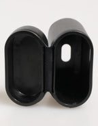 Dolce & Gabbana Black Calfskin Leather Logo Print Flip Holder Airpods Case