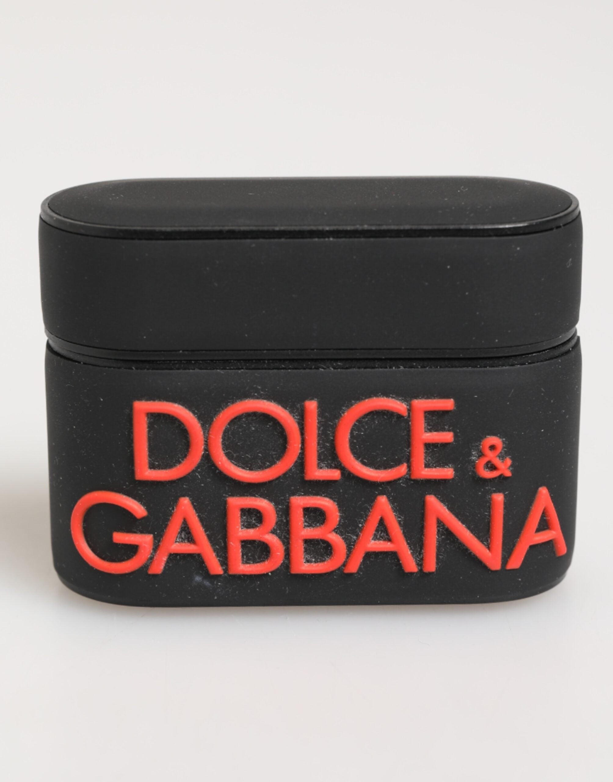 Dolce & Gabbana Black Orange Rubber Logo Embossed Accessory Airpods Case