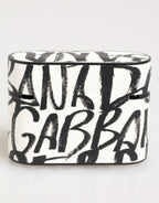 Dolce & Gabbana Black White Leather Monogram Print Logo Holder Airpods Case