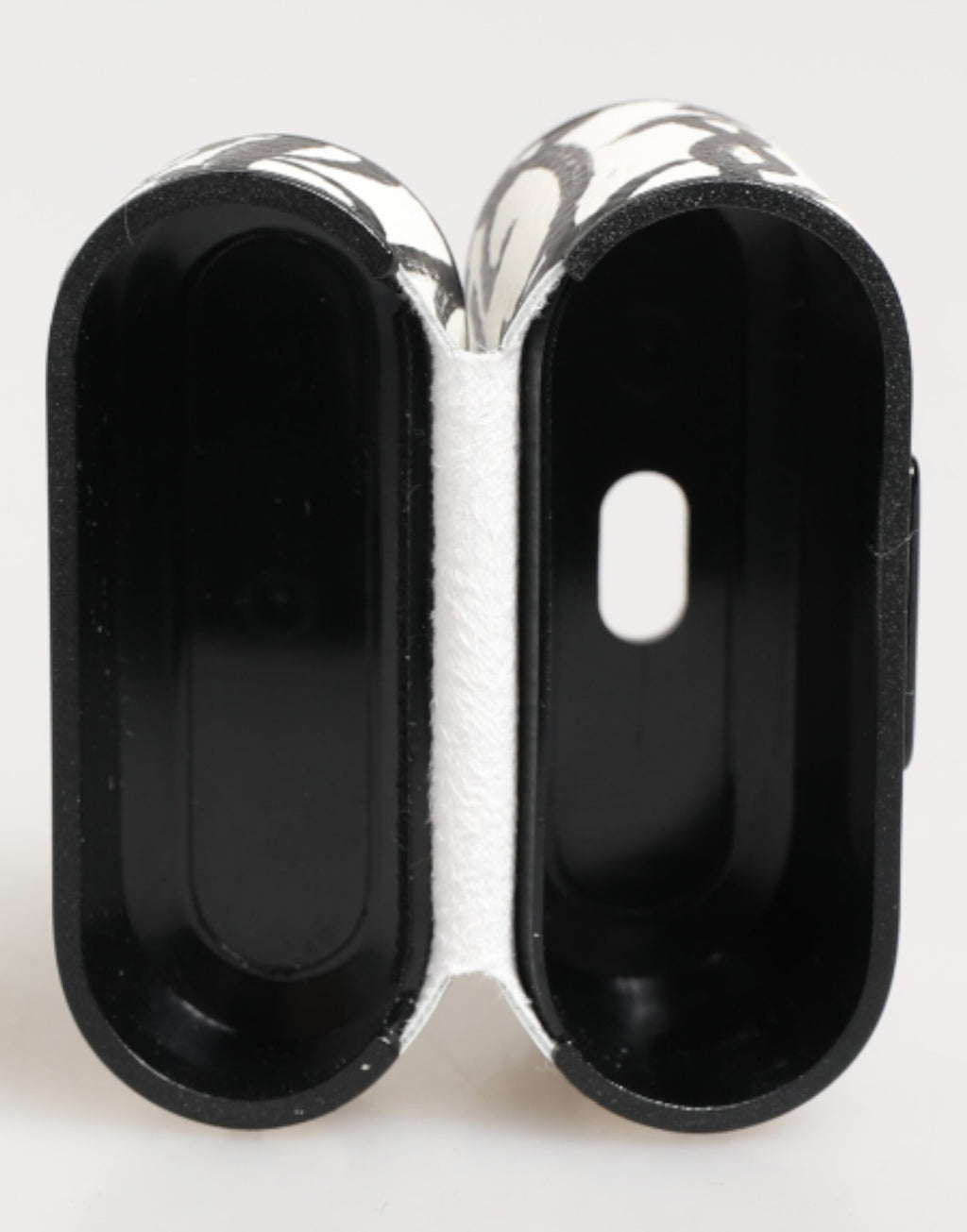 Dolce & Gabbana Black White Leather Monogram Print Logo Holder Airpods Case