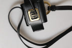 Dolce & Gabbana Black Leather Strap Gold Metal DG Logo Plaque Airpods Case
