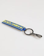 Dolce & Gabbana Blue Yellow DG Rubber Logo Silver Men's Keychain  Keyring