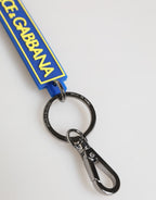 Dolce & Gabbana Blue Yellow DG Rubber Logo Silver Men's Keychain  Keyring