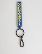 Dolce & Gabbana Blue Yellow DG Rubber Logo Silver Men's Keychain  Keyring