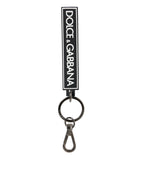 Dolce & Gabbana Black White DG Rubber Logo Silver Men's Holder Keyring