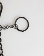 Dolce & Gabbana Black Red Military Leather Patch DG Logo Keychain Keyring