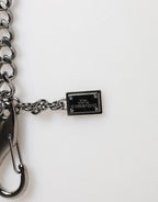 Dolce & Gabbana Black Red Military Leather Patch DG Logo Keychain Keyring