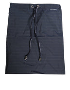 Dolce & Gabbana Navy Blue Polyester Nylon Pinstripe Men's Swimwear