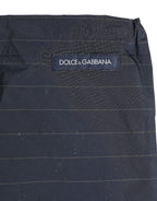 Dolce & Gabbana Navy Blue Polyester Nylon Pinstripe Men's Swimwear