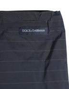Dolce & Gabbana Navy Blue Polyester Pinstripe Men Shorts Swimwear