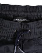 Dolce & Gabbana Black White Polyester Logo Elastic Waistband Swimwear