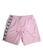 Dolce & Gabbana Pink Nylon Logo Side Stripe Beachwear Men Swimwear