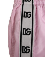 Dolce & Gabbana Pink Nylon Logo Side Stripe Beachwear Men Swimwear