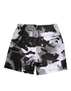 Dolce & Gabbana Black White Camouflage DG Logo Men Swimwear