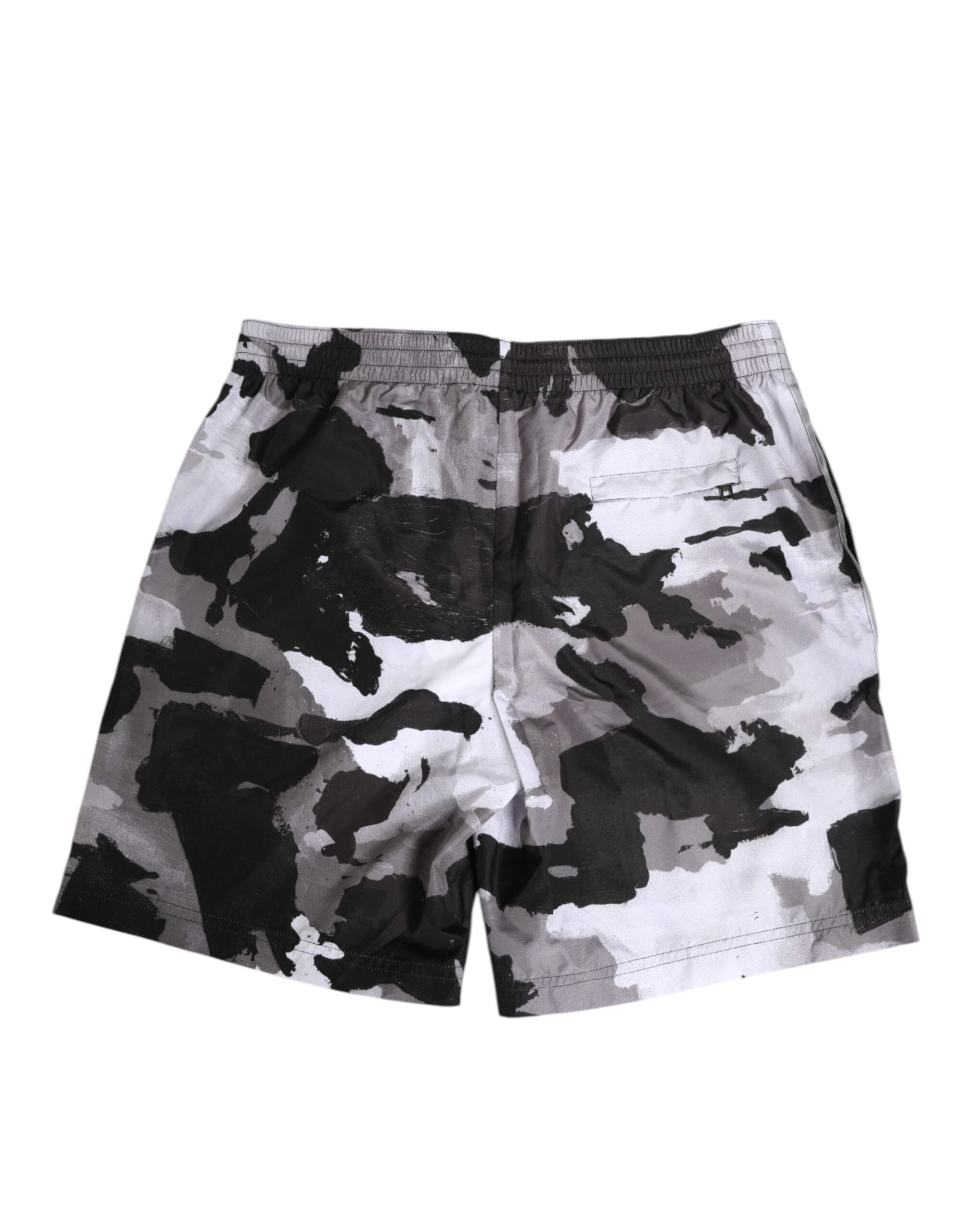 Dolce & Gabbana Black White Camouflage DG Logo Men Swimwear
