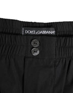 Dolce & Gabbana Black Cotton Elastic Waistband Button Swimwear