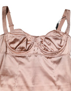 Dolce & Gabbana Blush Pink Silk Satin Bustier Midi Bodycon Dress