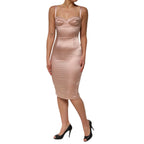 Dolce & Gabbana Blush Pink Silk Satin Bustier Midi Bodycon Dress