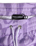 Dolce & Gabbana Purple DG Logo Print Nylon Men Shorts Swimwear