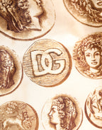 Dolce & Gabbana Brown Ancient Coin Print Silk Shorts Swimwear