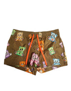 Dolce & Gabbana Brown Multicolor Teddy Bear Men Shorts Swimwear