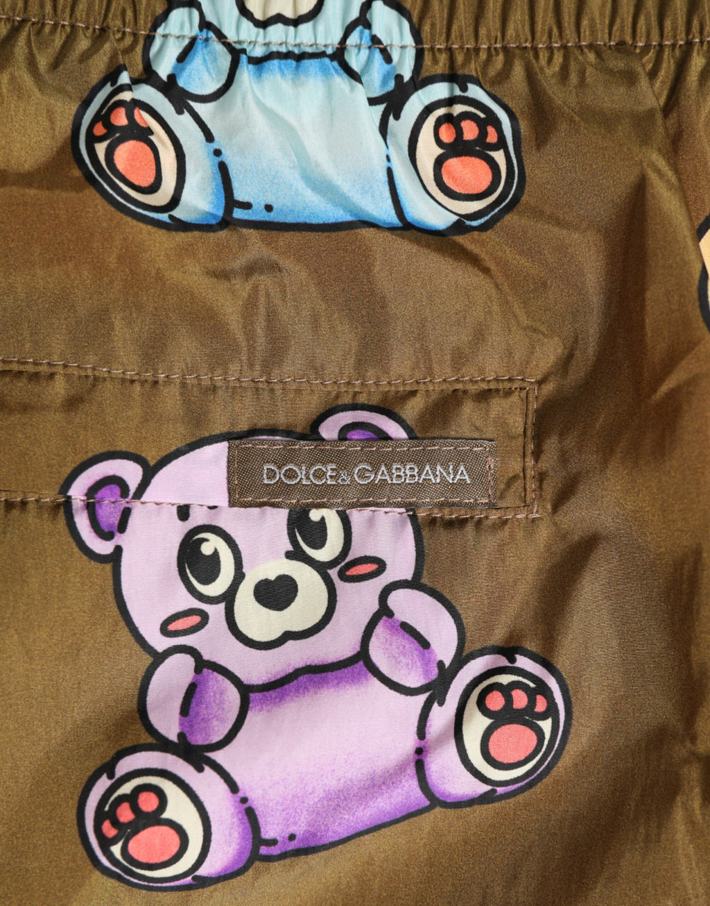 Dolce & Gabbana Brown Multicolor Teddy Bear Men Shorts Swimwear