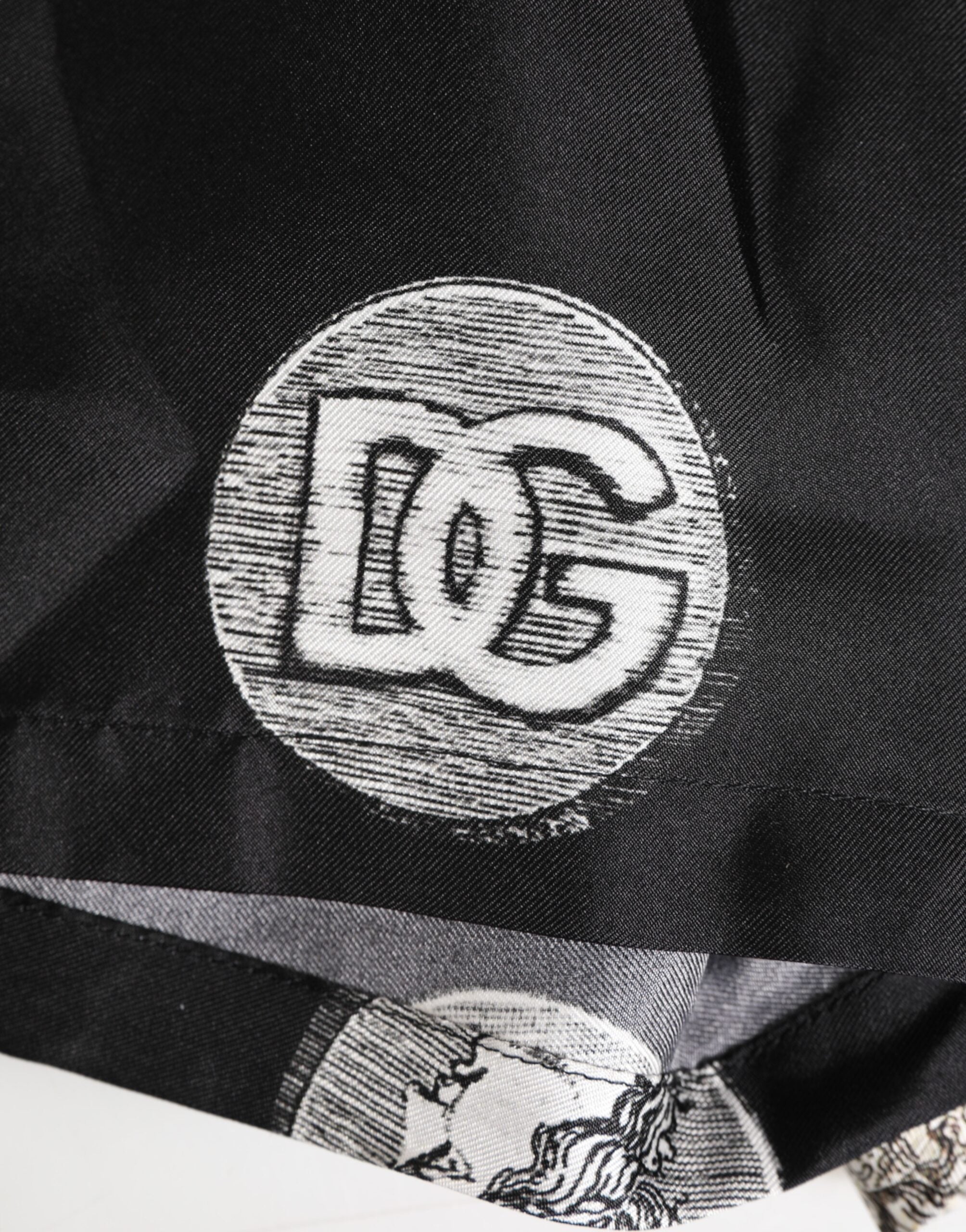 Dolce & Gabbana Black Silk Ancient Coin Print Boxer Short Swimwear