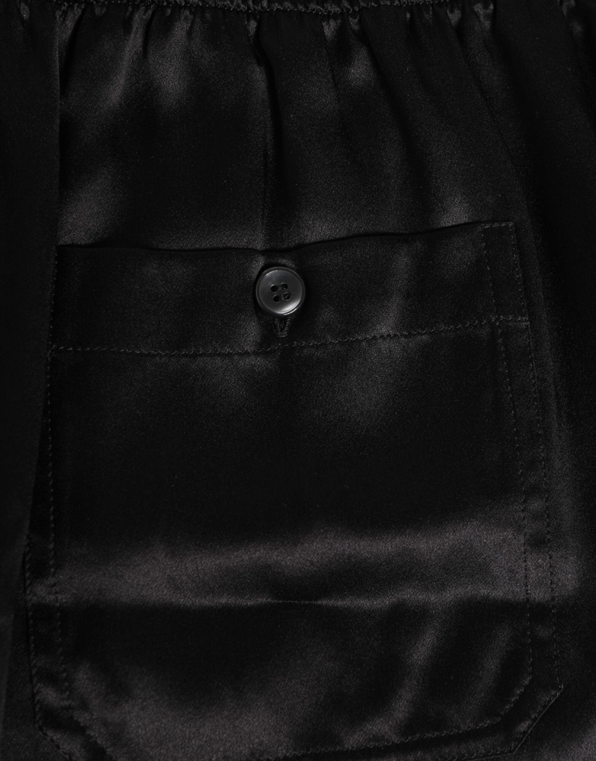 Dolce & Gabbana Black Silk Satin Elastic Men Boxer Short Swimwear