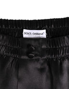 Dolce & Gabbana Black Silk Satin Elastic Men Boxer Short Swimwear
