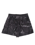 Dolce & Gabbana Black Satin Silk Elastic Men Boxer Short Swimwear