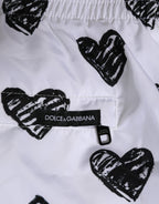 Dolce & Gabbana White Black Heart Print Men Boxer Short Swimwear
