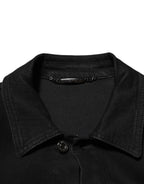 Dolce & Gabbana Black Cotton Denim Stretch Button Up Jacket