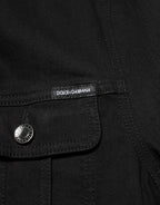 Dolce & Gabbana Black Cotton Denim Stretch Button Up Jacket