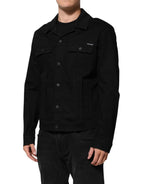 Dolce & Gabbana Black Cotton Denim Stretch Giubbotto Jacket