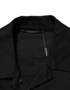 Dolce & Gabbana Black Cotton Denim Stretch Giubbotto Jacket