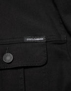 Dolce & Gabbana Black Cotton Denim Stretch Giubbotto Jacket