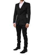Dolce & Gabbana Black 3 Piece Brocade Jacquard Suit MARTINI