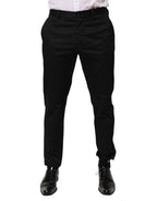 Dolce & Gabbana Black Cotton Tapered Men Formal Trousers Pants