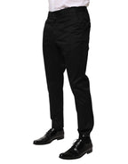 Dolce & Gabbana Black Cotton Tapered Men Formal Trousers Pants