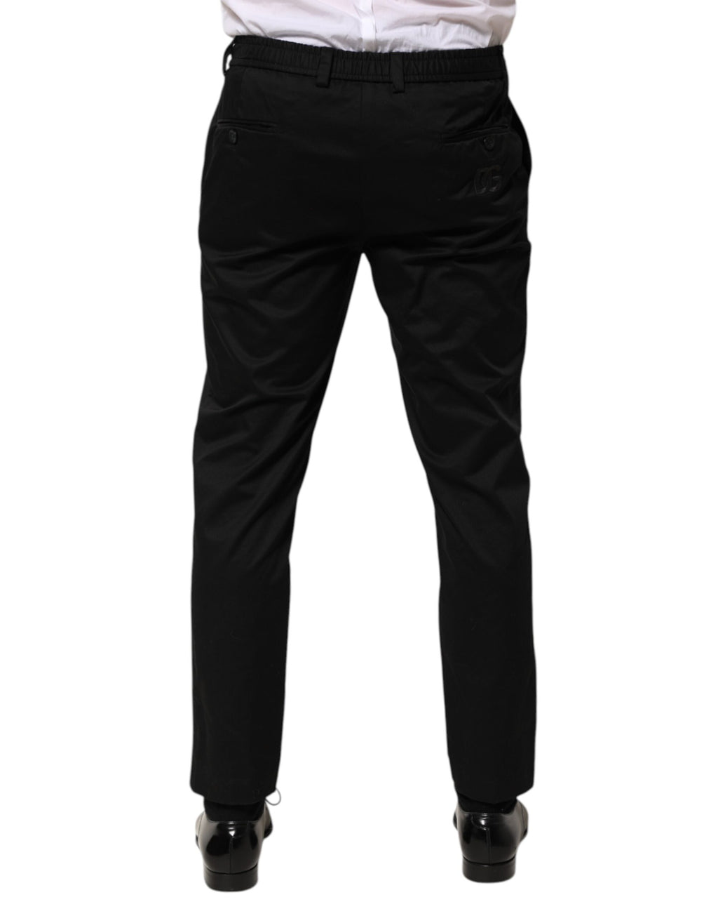 Dolce & Gabbana Black Cotton Tapered Men Formal Trousers Pants