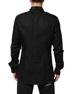 Dolce & Gabbana Black Cotton Embellished Collar Men’s Shirt